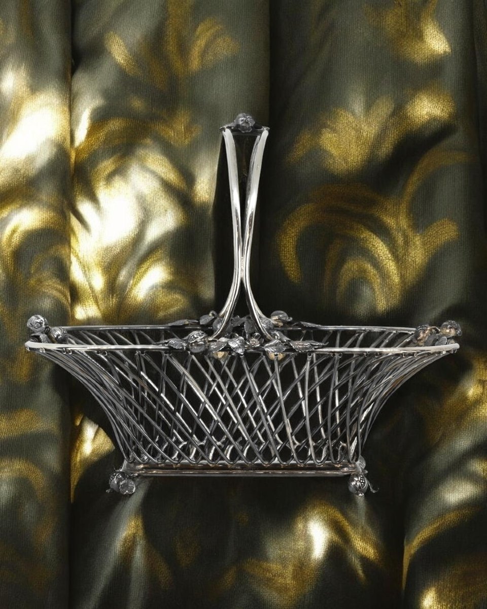 Sterling Silver Bread Basket - Italy, 20th Century-photo-1